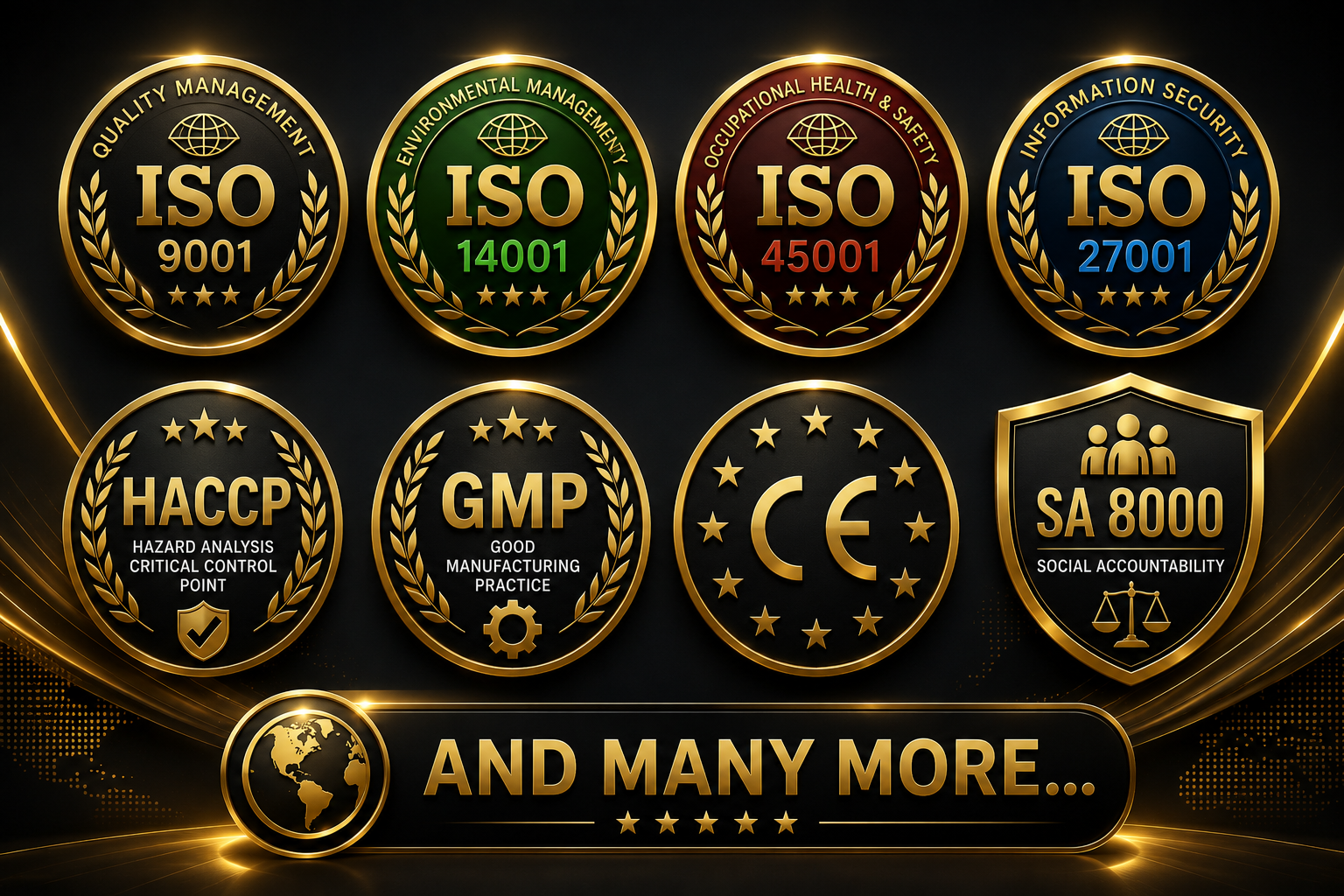 ISO certification seals and standards